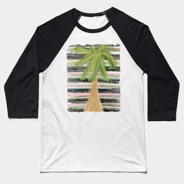 Rainbow Stripe Palm Tree Baseball T-Shirt by Lovelier By Mal